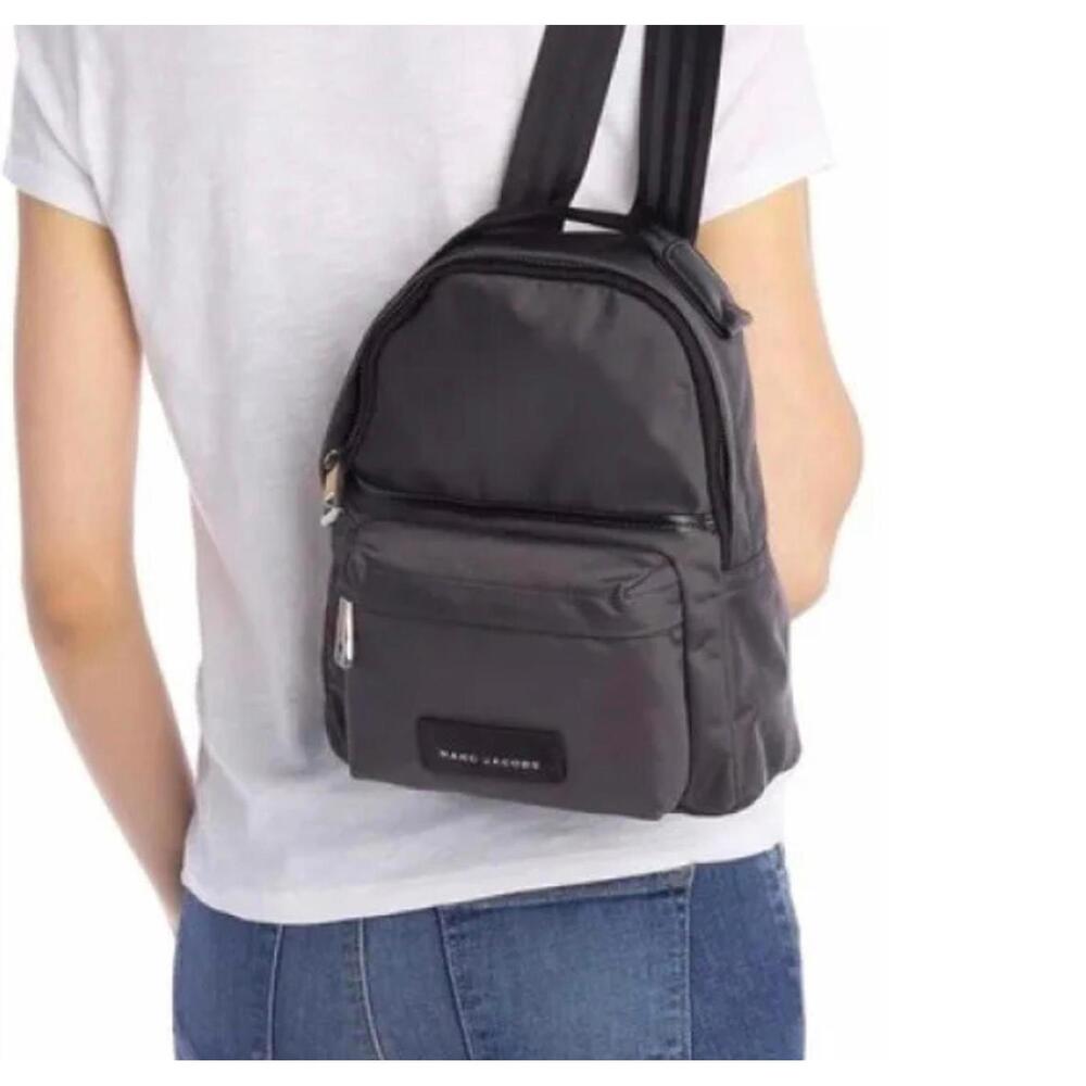 Marc Jacobs Mini‎ Nylon Backpack – Black/Grey – Zip Pockets – Compact Size